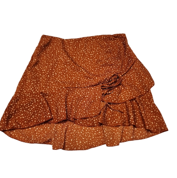 Burnt Orange Speckled Mini Ruffle Skirt - Picture 4 of 10